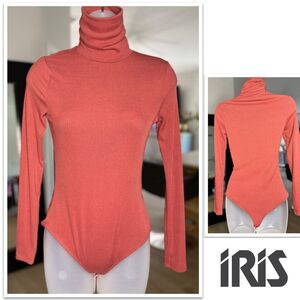 Iris Turtleneck Ribbed Bodysuit. Size Small